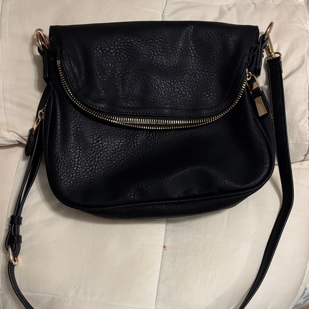 Vici Black Crossbody Bag with Gold Accents